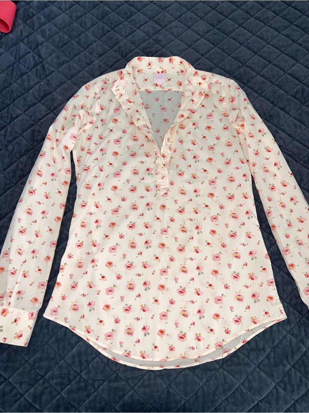 Ann Mashburn Floral Top Shirt Women’s XS Popover Liberty London Long Sleeve